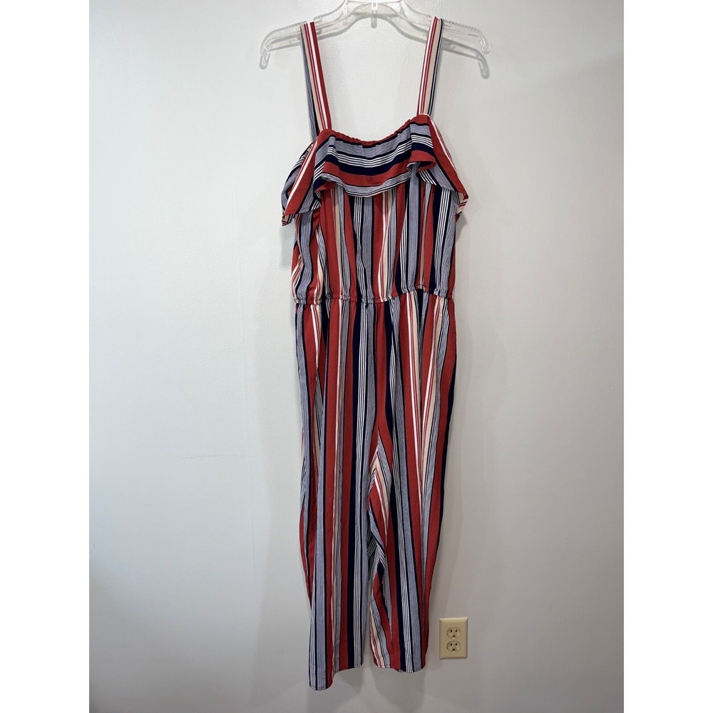 Red White & Blue Striped Jumpsuit XXXL/3XG 21 Polyester Spandex For Women